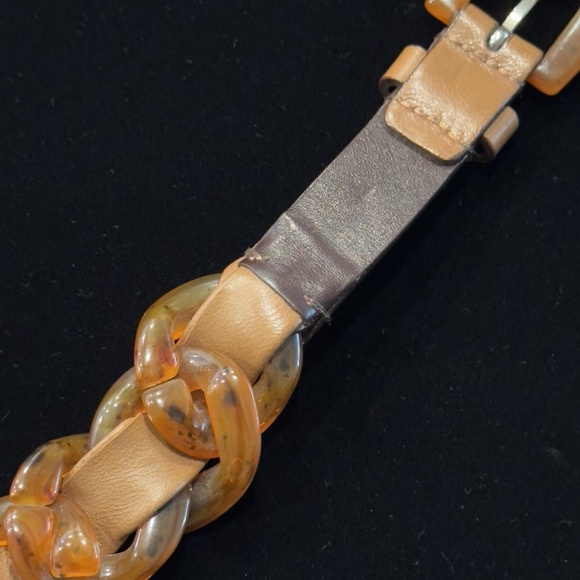 Vintage PRADA Women's Brown Leather Resin Chain Waist Belt 70/28 - Picture 13 of 13